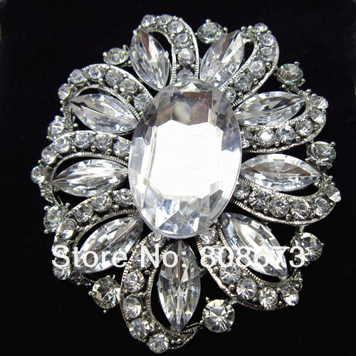Fantastyczna broszka kobiety: stop w złotym odcieniu z jasnymi kryształami Rhinestone, opalowymi, okrągłym kwiatem - luksusowy bukiet ślubny dla panny młodej - Wianko - 28