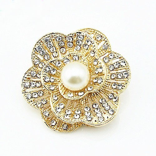 Fantastyczna broszka kobiety: stop w złotym odcieniu z jasnymi kryształami Rhinestone, opalowymi, okrągłym kwiatem - luksusowy bukiet ślubny dla panny młodej - Wianko - 41