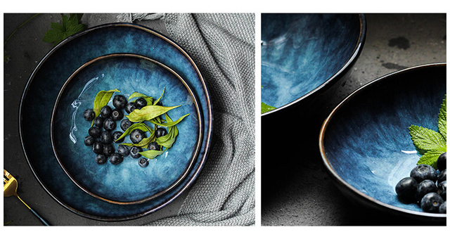 Miska ceramiczna KINGLANG w niebieskim kolorze różnych rozmiarów, idealna na sałatkę, makaron, zupę – hurtownia/restauracja - Wianko - 2