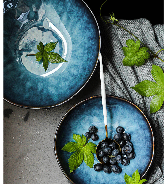 Miska ceramiczna KINGLANG w niebieskim kolorze różnych rozmiarów, idealna na sałatkę, makaron, zupę – hurtownia/restauracja - Wianko - 4