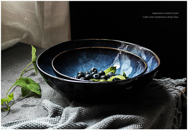 Miska ceramiczna KINGLANG w niebieskim kolorze różnych rozmiarów, idealna na sałatkę, makaron, zupę – hurtownia/restauracja - Wianko - 6