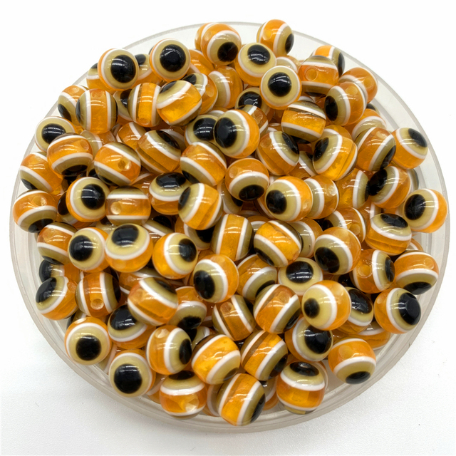 Czarne okrągłe koraliki dystansowe 6mm 8mm 10mm złe oko Spacer żywiczne koraliki do DIY tworzenia biżuterii - Wianko - 9