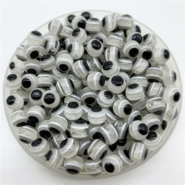 Czarne okrągłe koraliki dystansowe 6mm 8mm 10mm złe oko Spacer żywiczne koraliki do DIY tworzenia biżuterii - Wianko - 2