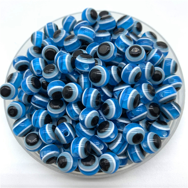 Czarne okrągłe koraliki dystansowe 6mm 8mm 10mm złe oko Spacer żywiczne koraliki do DIY tworzenia biżuterii - Wianko - 6