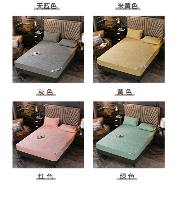 Pikowany materac wodoodporny, elastyczna narzuta Solid Color, ochraniacz na materac łóżko, gruba miękka podkładka 140x200 cm - Wianko - 7