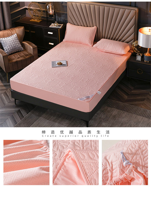 Pikowany materac wodoodporny, elastyczna narzuta Solid Color, ochraniacz na materac łóżko, gruba miękka podkładka 140x200 cm - Wianko - 17