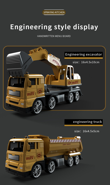 Chłopiec - samochody zabawkowe - ciężarówki - koparka - edukacyjne - prezenty dla dzieci - model symulacyjny diecast - Wianko - 4