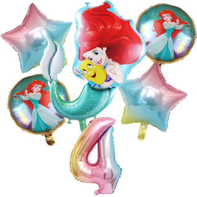Zestaw jednorazowych naczyń na imprezę z motywem Małej Syrenki Ariel Disney - dekoracje na Baby Shower, urodziny dziecka - dziewczynki, pierwsze urodziny - Wianko - 20