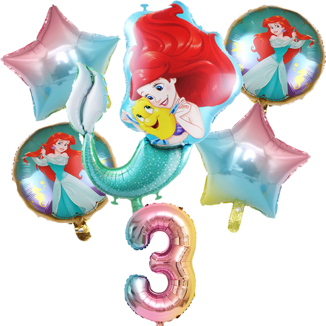 Zestaw jednorazowych naczyń na imprezę z motywem Małej Syrenki Ariel Disney - dekoracje na Baby Shower, urodziny dziecka - dziewczynki, pierwsze urodziny - Wianko - 19