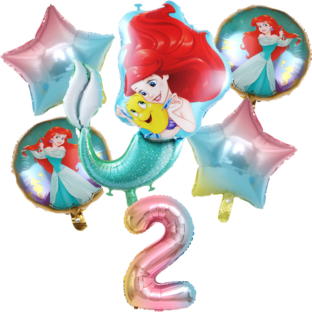 Zestaw jednorazowych naczyń na imprezę z motywem Małej Syrenki Ariel Disney - dekoracje na Baby Shower, urodziny dziecka - dziewczynki, pierwsze urodziny - Wianko - 18