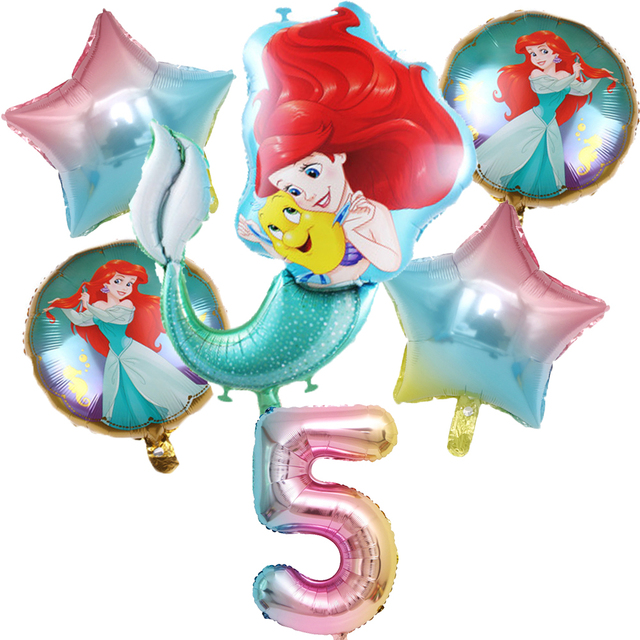 Zestaw jednorazowych naczyń na imprezę z motywem Małej Syrenki Ariel Disney - dekoracje na Baby Shower, urodziny dziecka - dziewczynki, pierwsze urodziny - Wianko - 21