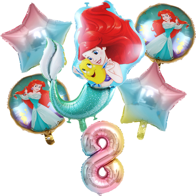 Zestaw jednorazowych naczyń na imprezę z motywem Małej Syrenki Ariel Disney - dekoracje na Baby Shower, urodziny dziecka - dziewczynki, pierwsze urodziny - Wianko - 24