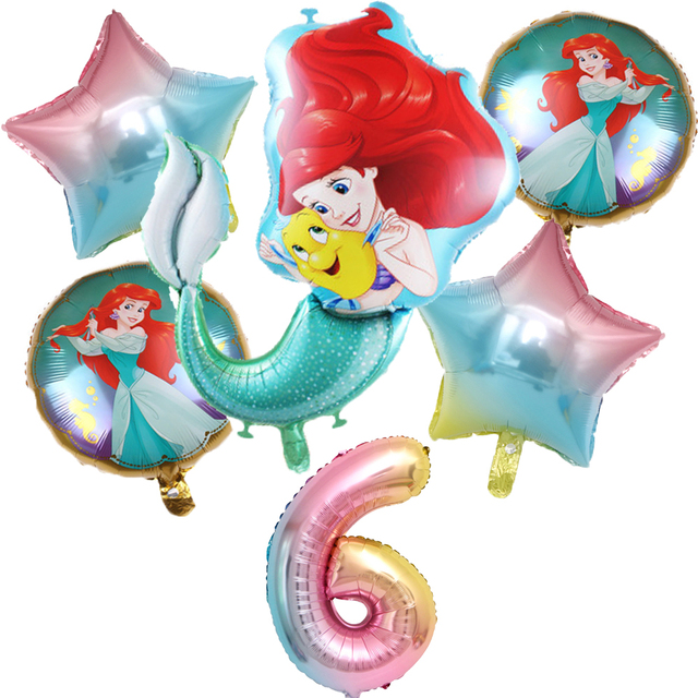 Zestaw jednorazowych naczyń na imprezę z motywem Małej Syrenki Ariel Disney - dekoracje na Baby Shower, urodziny dziecka - dziewczynki, pierwsze urodziny - Wianko - 22