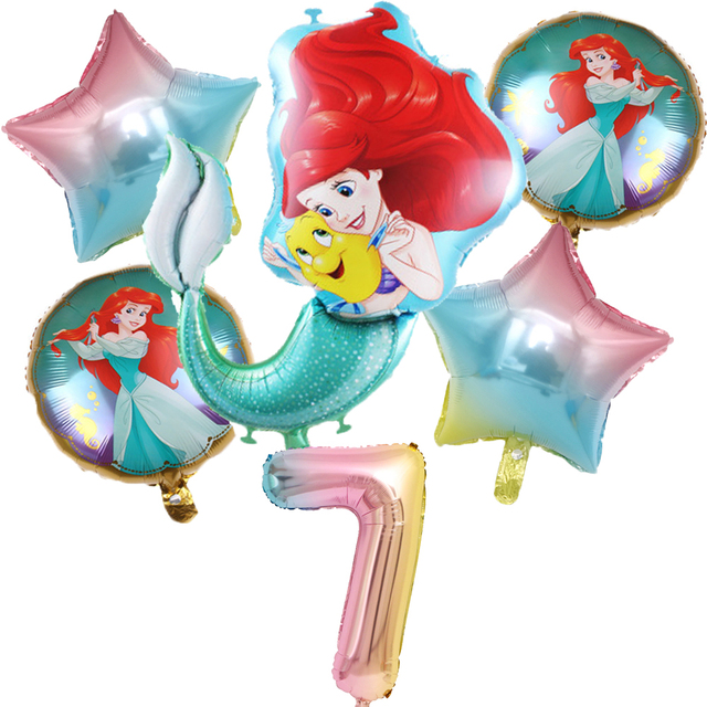 Zestaw jednorazowych naczyń na imprezę z motywem Małej Syrenki Ariel Disney - dekoracje na Baby Shower, urodziny dziecka - dziewczynki, pierwsze urodziny - Wianko - 23