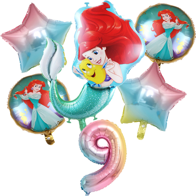 Zestaw jednorazowych naczyń na imprezę z motywem Małej Syrenki Ariel Disney - dekoracje na Baby Shower, urodziny dziecka - dziewczynki, pierwsze urodziny - Wianko - 25