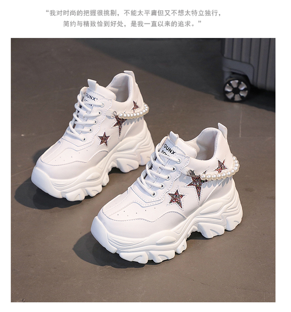 Buty damskie na wysokiej platformie Chunky Sneakers Zwiększające wzrost o 10 cm, wykonane ze skóry - jesień 2022 - Wianko - 12