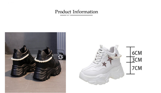 Buty damskie na wysokiej platformie Chunky Sneakers Zwiększające wzrost o 10 cm, wykonane ze skóry - jesień 2022 - Wianko - 3