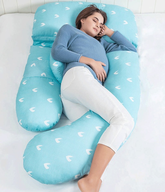 Poduszka ciążowa z bawełny U-kształt boczna podpora dla kobiet w ciąży - Wianko - 2