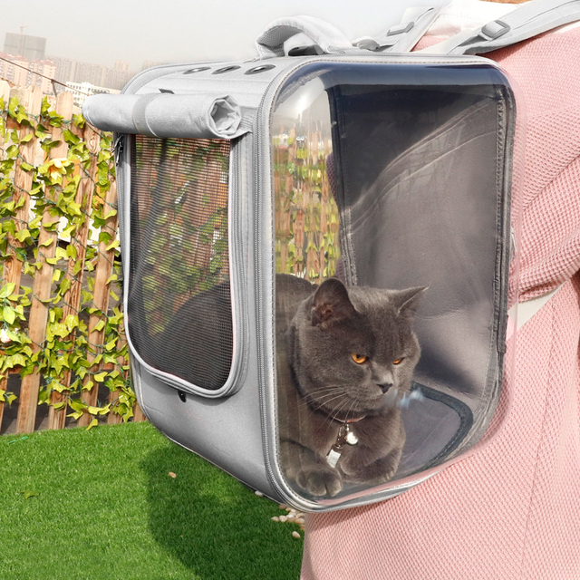 Torba przewoźna dla kota i małego psa - worek przezroczysty z oddychającym materiałem, astronautyczny styl kotów w klatce - Wianko - 14