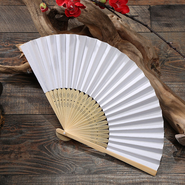 Wachlarz składany papierowy w chińskim stylu z uchwytem bambusowym - dekoracja ślubna, mężczyźni, vintage, wielokolorowy - Wianko - 7