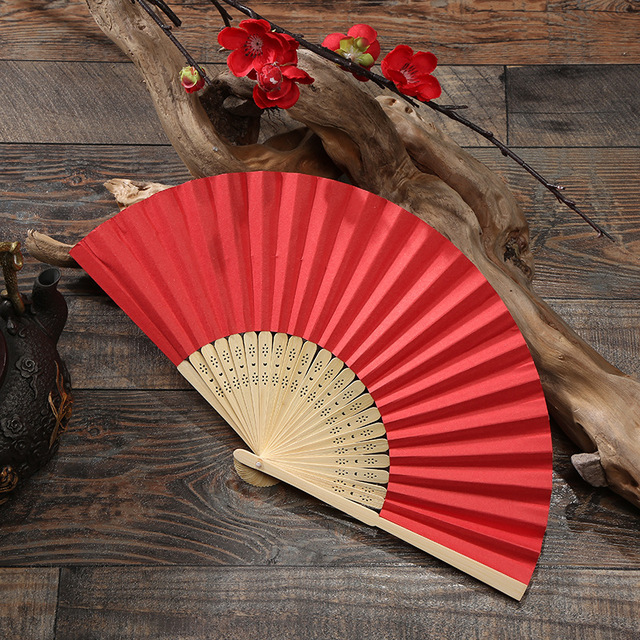 Wachlarz składany papierowy w chińskim stylu z uchwytem bambusowym - dekoracja ślubna, mężczyźni, vintage, wielokolorowy - Wianko - 12
