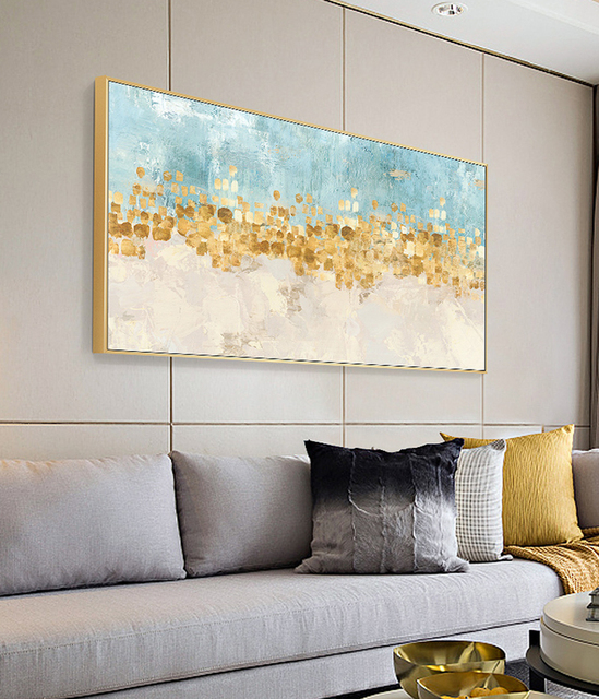 Plakat abstrakcyjny na płótnie ze złotymi monetami i drzewem - minimalistyczne, skandynawskie dekoracje do wnętrz - Wianko - 14