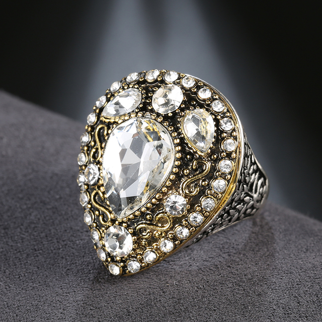 Pierścień kwiatowy Kinel 2021 z cyrkoniami na różowym złocie (585) - boho, vintage, biżuteria ślubna - Wianko - 16
