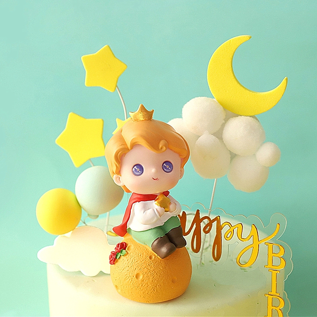 Żywiczne dekoracje tortu - Śliczny lisa gwiazdy księżyc chmury, mały chłopiec, mikro elementy dekoracji krajobrazu - Wianko - 2