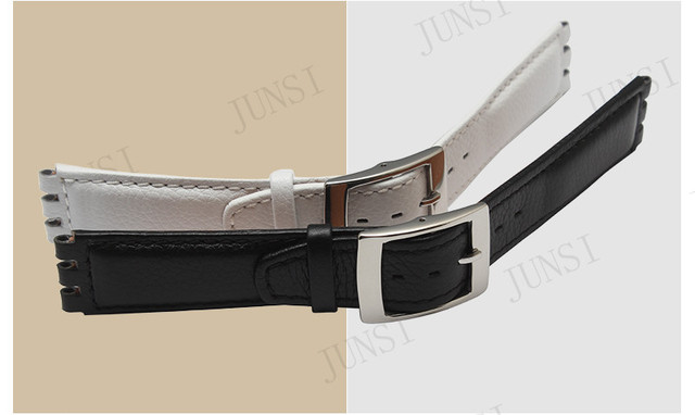 Skórzany pasek do zegarka Swatch Croco, wodoodporny, 17mm, czarny/brązowy/biały - Wianko - 4