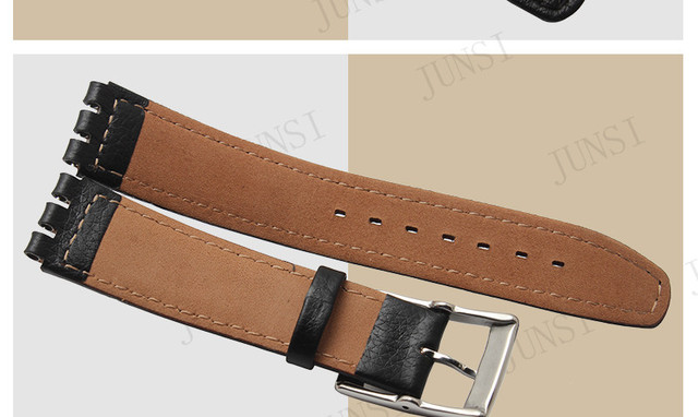 Skórzany pasek do zegarka Swatch Croco, wodoodporny, 17mm, czarny/brązowy/biały - Wianko - 9