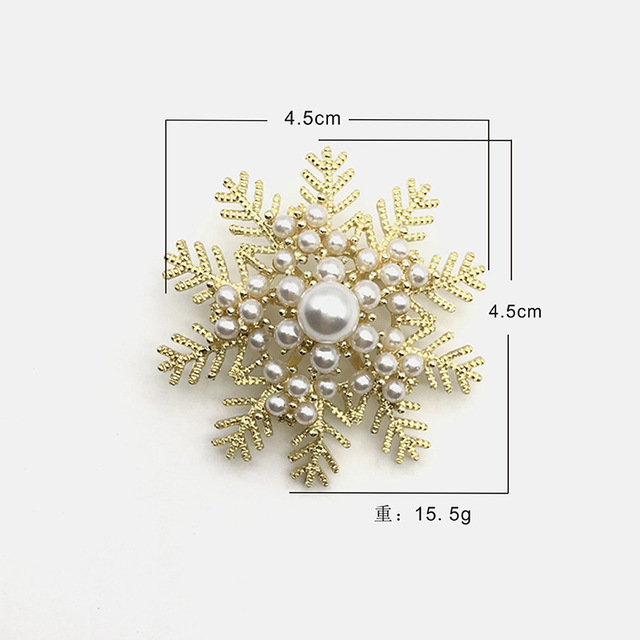 Sztuczna perełkowa broszka z kryształami w kształcie płatków śniegu - modny dodatek na wesele dla kobiet - Wianko - 1
