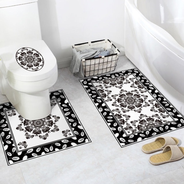 Naklejki na toaletę 3 sztuki Home Decoration DIY PVC płytki podłogowe ścienne - Wianko - 36