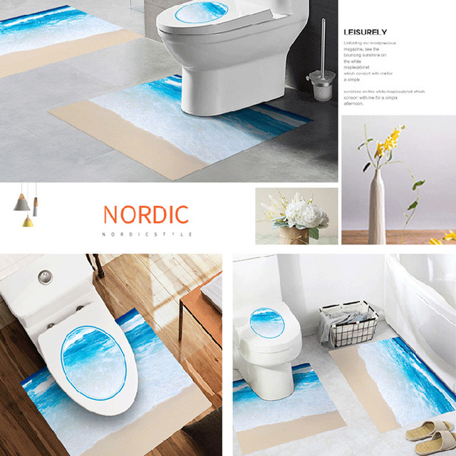 Naklejki na toaletę 3 sztuki Home Decoration DIY PVC płytki podłogowe ścienne - Wianko - 17