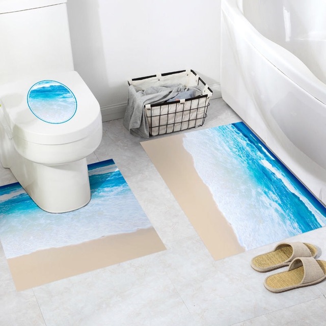 Naklejki na toaletę 3 sztuki Home Decoration DIY PVC płytki podłogowe ścienne - Wianko - 34