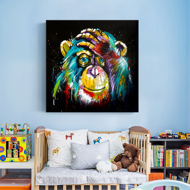 Nowoczesne abstrakcyjne małpy - Kolorowe plakaty i wydruki artystyczne na płótnie - Wianko - 3