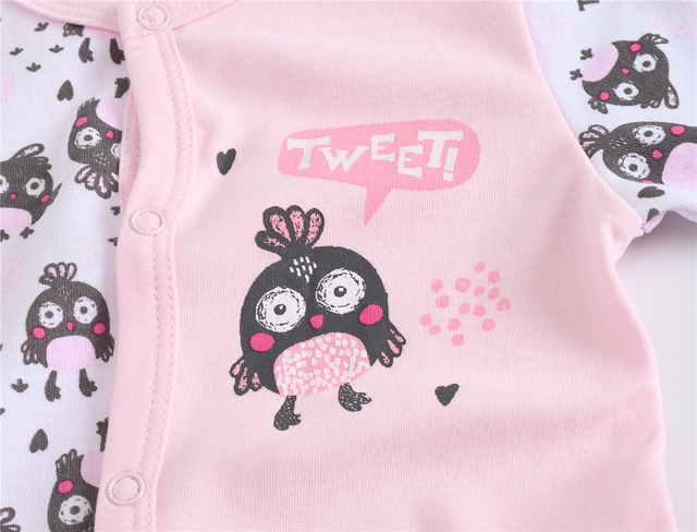 Śpioszki Dzieci dziewczynka - zestaw 3 sztuk, bawełna, oddychające, miękkie, dla noworodka, śpiące dziecko Pijamas - Wianko - 10