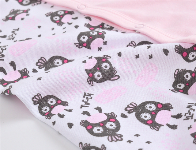 Śpioszki Dzieci dziewczynka - zestaw 3 sztuk, bawełna, oddychające, miękkie, dla noworodka, śpiące dziecko Pijamas - Wianko - 11