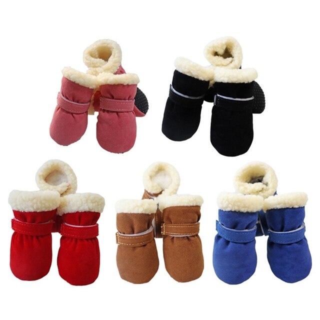 Super ciepłe buty dla psa zima, 4 sztuki, obuwie na deszcz i śnieg, dla małych piesków i kotów - Wianko - 1