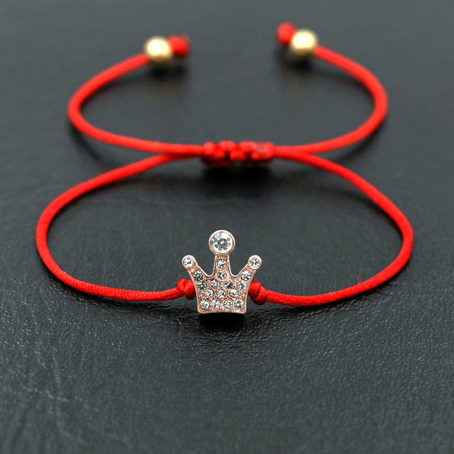 Bransoletka łańcuszkowa minimalistyczna, czerwona, dla kobiet, drobna, srebrna korona, wąska, linka nici struny, biżuteria pary, prezent miłosny - Wianko - 12