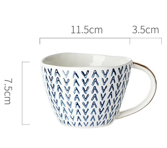 Kubek ceramiczny czerwona kratka z niebieskimi strzałkami kreatywna filiżanka do herbaty i kawy dla domu - prezent - Wianko - 5
