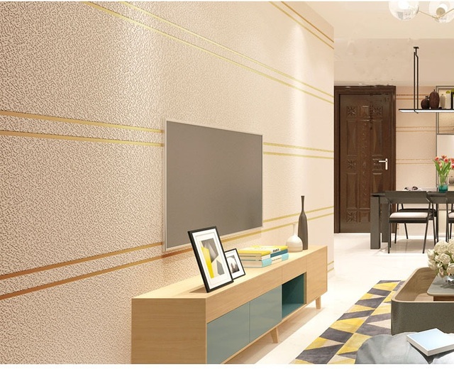 Tapeta zamszowa włóknina 3D - nowoczesne paski na ścianę w roli do salonu i tła telewizyjnego - Wianko - 18