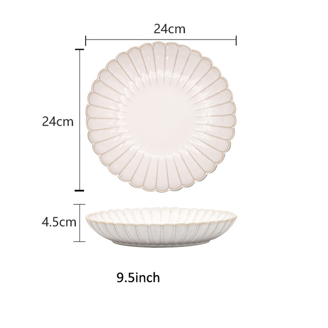 Zestaw stołowy talerze ceramiczne japońskie płytkie biel glazurowane (z salaterkami, łyżkami)- domowy i hotelowy - Wianko - 7