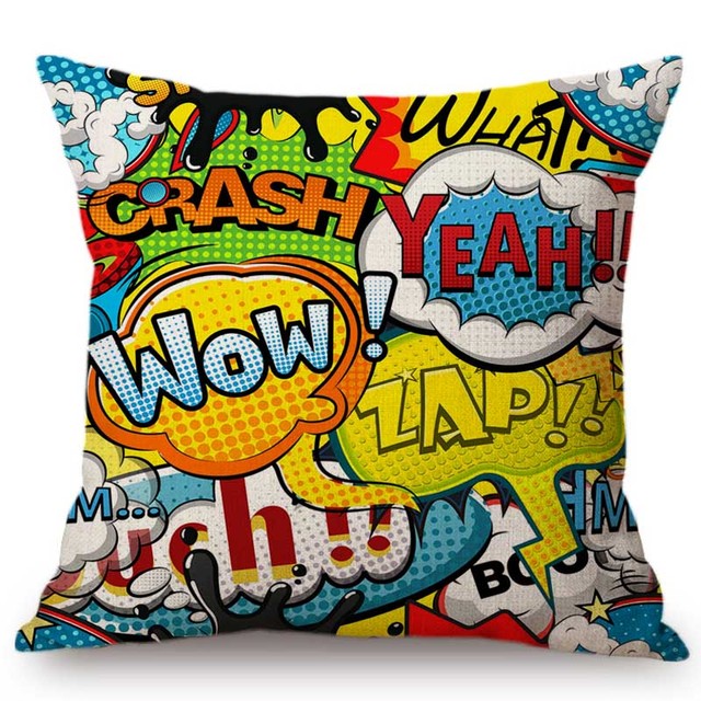 Poszewka na poduszkę z komiksu mowy w stylu pop Art Wow Bang Pow - dekoracyjna sofa, Modern Art - Wianko - 5