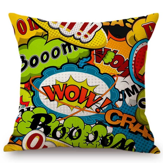 Poszewka na poduszkę z komiksu mowy w stylu pop Art Wow Bang Pow - dekoracyjna sofa, Modern Art - Wianko - 6