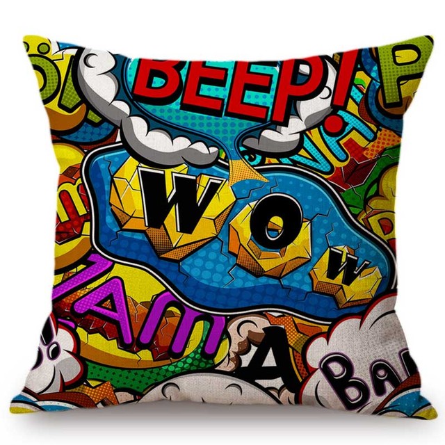 Poszewka na poduszkę z komiksu mowy w stylu pop Art Wow Bang Pow - dekoracyjna sofa, Modern Art - Wianko - 7