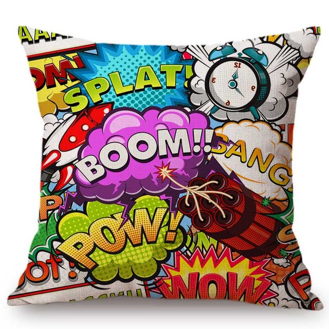 Poszewka na poduszkę z komiksu mowy w stylu pop Art Wow Bang Pow - dekoracyjna sofa, Modern Art - Wianko - 10