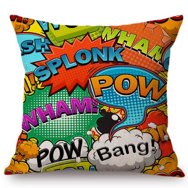 Poszewka na poduszkę z komiksu mowy w stylu pop Art Wow Bang Pow - dekoracyjna sofa, Modern Art - Wianko - 9