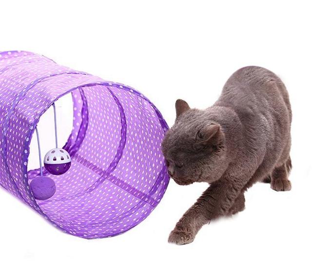 Kotek zabawka - składany tunel tunelowy dla kota, tunel w kolorze tęczy, wytrzymały tunel dla kota, tunel w brązowym kolorze - zabawa dla mruka, tunel dla kotów - jaskinia do zabawy - Wianko - 6