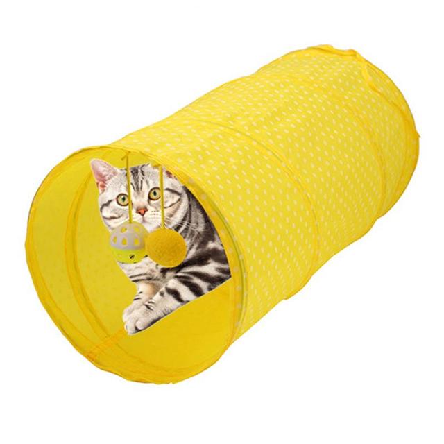 Kotek zabawka - składany tunel tunelowy dla kota, tunel w kolorze tęczy, wytrzymały tunel dla kota, tunel w brązowym kolorze - zabawa dla mruka, tunel dla kotów - jaskinia do zabawy - Wianko - 5