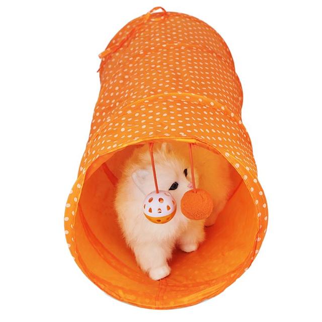 Kotek zabawka - składany tunel tunelowy dla kota, tunel w kolorze tęczy, wytrzymały tunel dla kota, tunel w brązowym kolorze - zabawa dla mruka, tunel dla kotów - jaskinia do zabawy - Wianko - 2